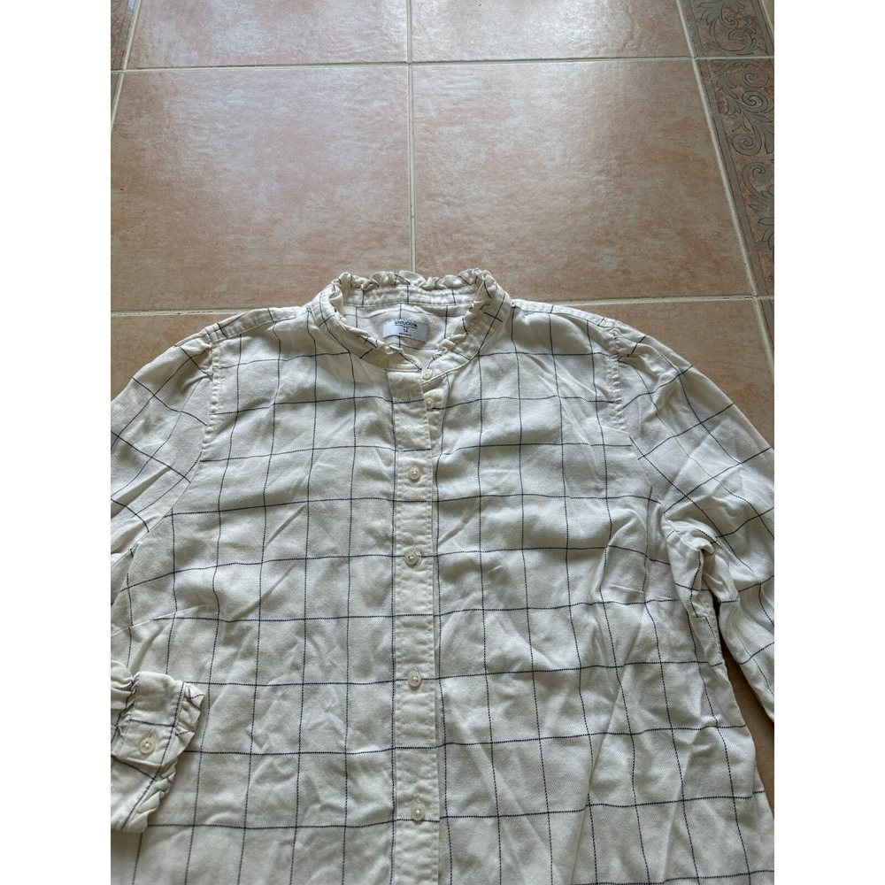 UNTUCKit For Her Ivory Winona Window Pane Button Down Shirt Women size 14 - Picture 4 of 9